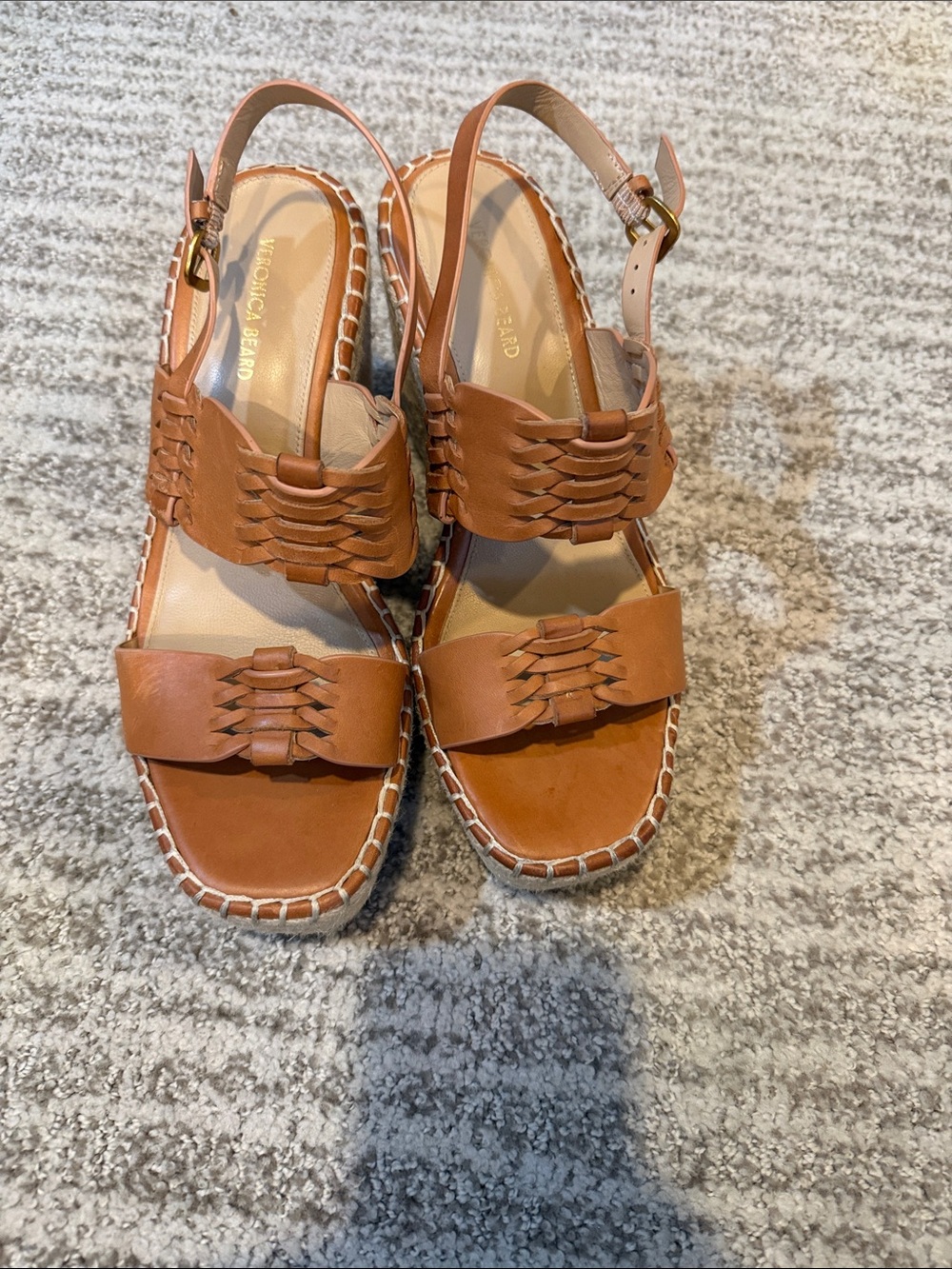 Veronica Beard Woven Leather Slingback Sandals - Brown